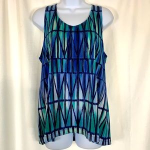 Chico's Blue & Green Geometric Tank Top